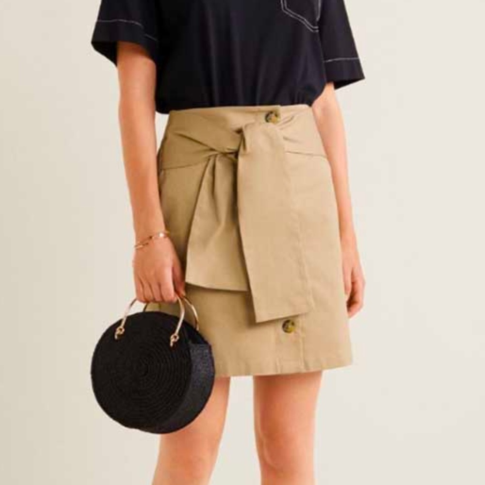 MANGO- TIE FRONT MINI SKIRT- NWT